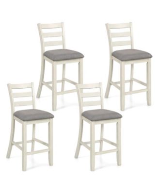 4-Piece Counter Height Chairs with Fabric Seats and Rubber Wood Legs