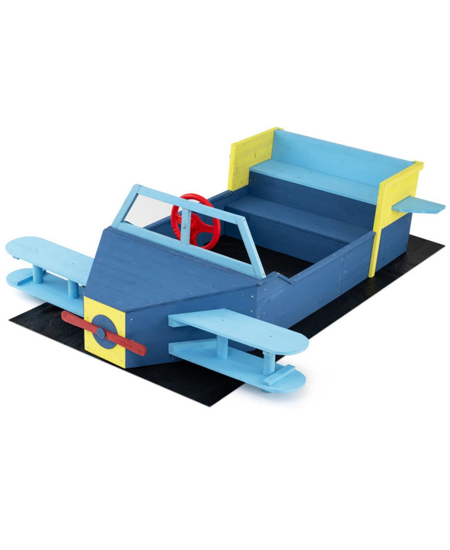 Детская игрушка SUGIFT Large Glider-Inspired Wooden Sandbox with Bench Seat, Ages 3-8, цвет: Синий — фото 11