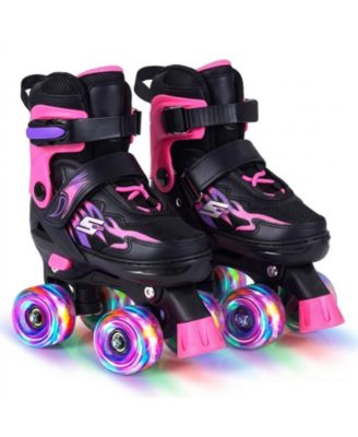 Kids Adjustable Quad Roller Skates 4 Sizes with Light-up Wheels for Girls Boys