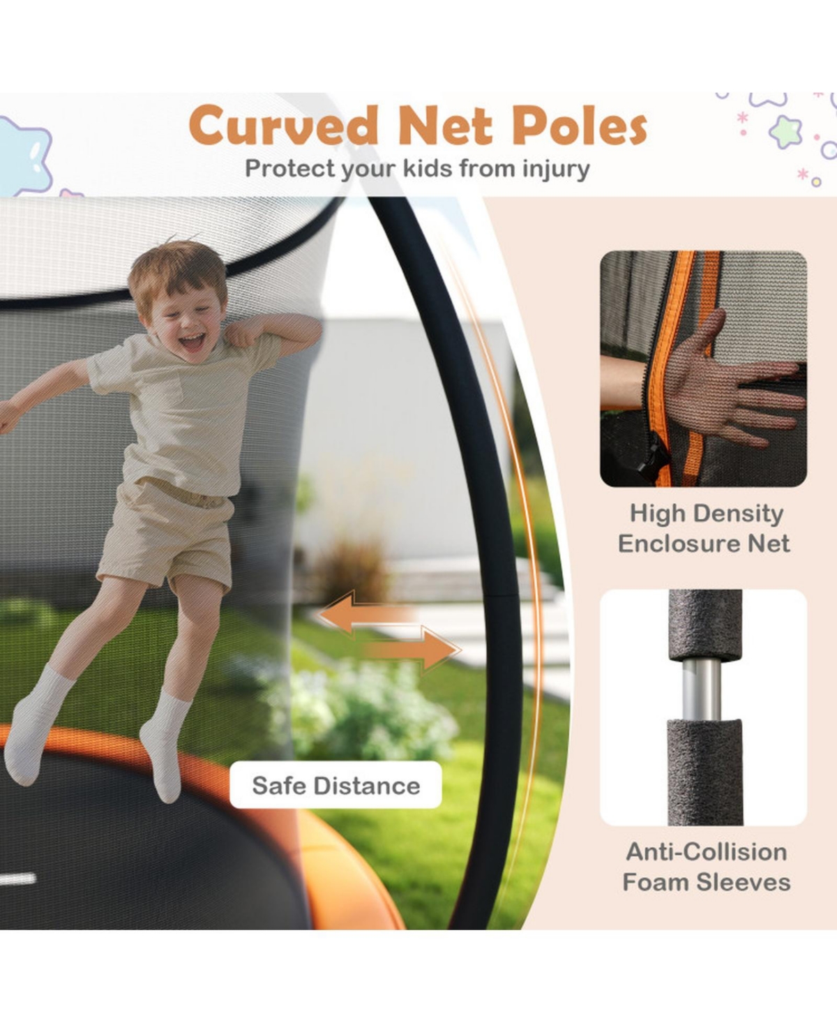 Sugift 12FeetHeavy-Duty Outdoor Recreational Trampoline With Safety Enclosure Net