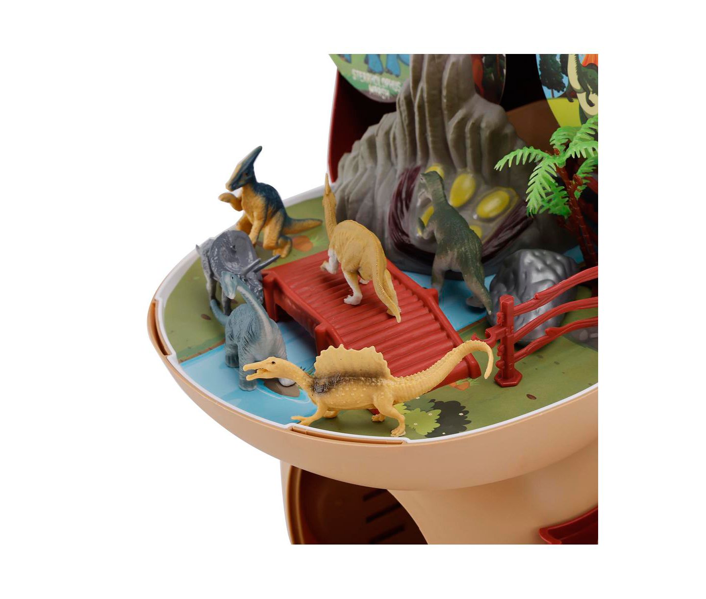 Детский игровой набор Bruce & Shark Dinosaur World Realistic T-Rex and Triceratops 41-Piece Playset, Ages 3+, цвет: Коричневый — фото 9