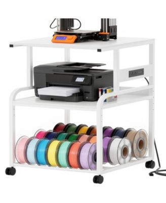 3-Tier 3D Printer Stand Heavy with Filament Storage, Duty Rolling Printer Cart