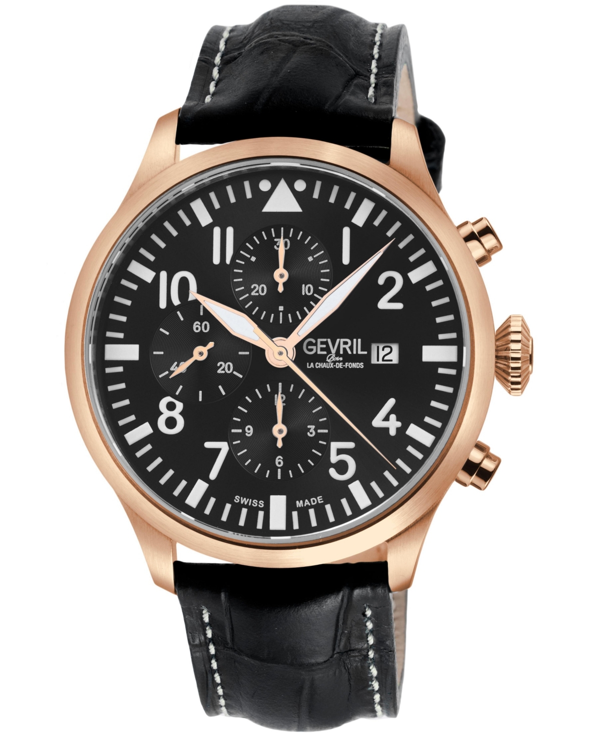 Gevril Men's Swiss Made Vaughn Swiss Automatic Italian Leather Strap Watch