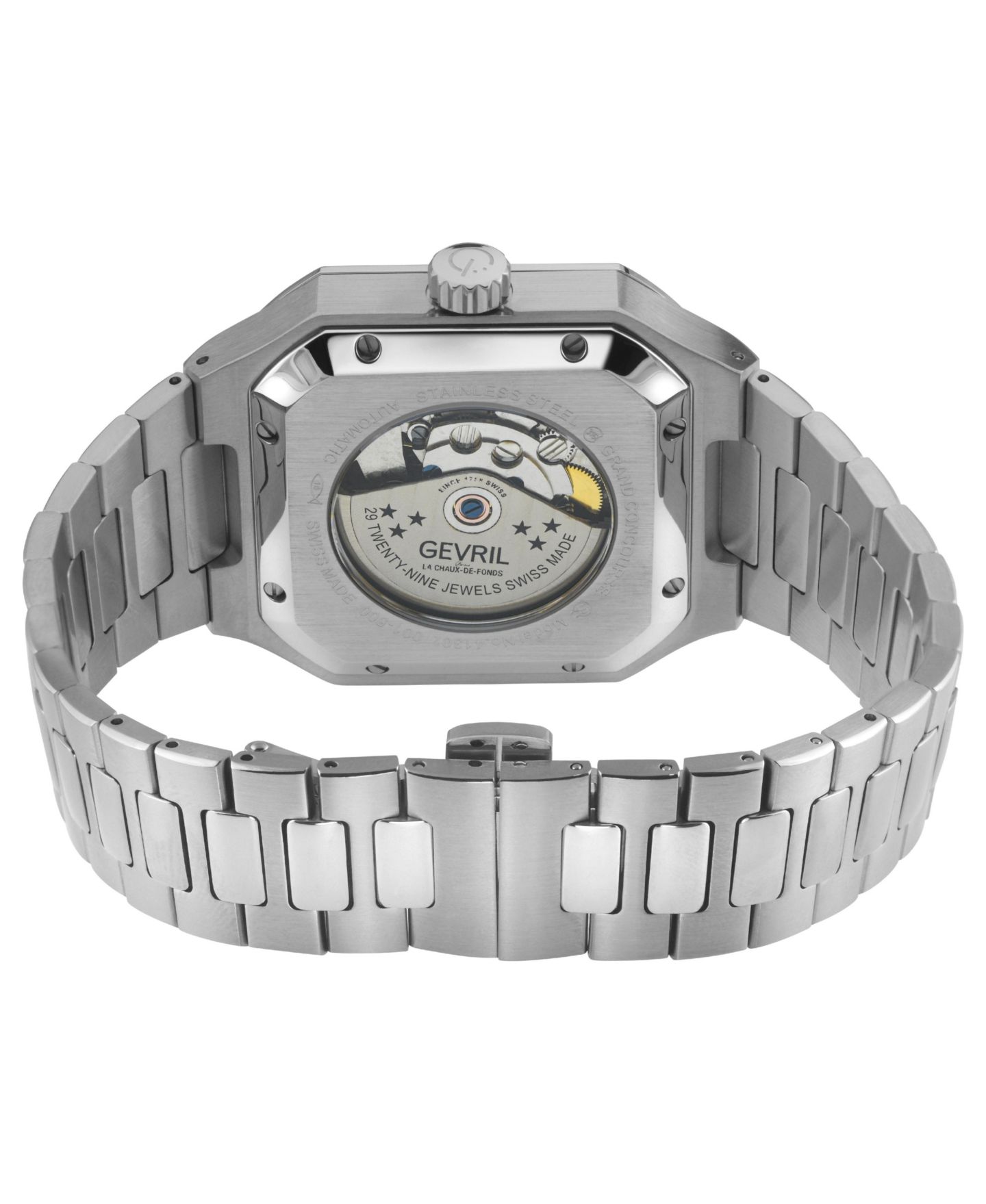 Мужские часы Gevril Swiss Made Grand Concourse Swiss Automatic Silver Stainless Steel Bracelet Watch — фото 2