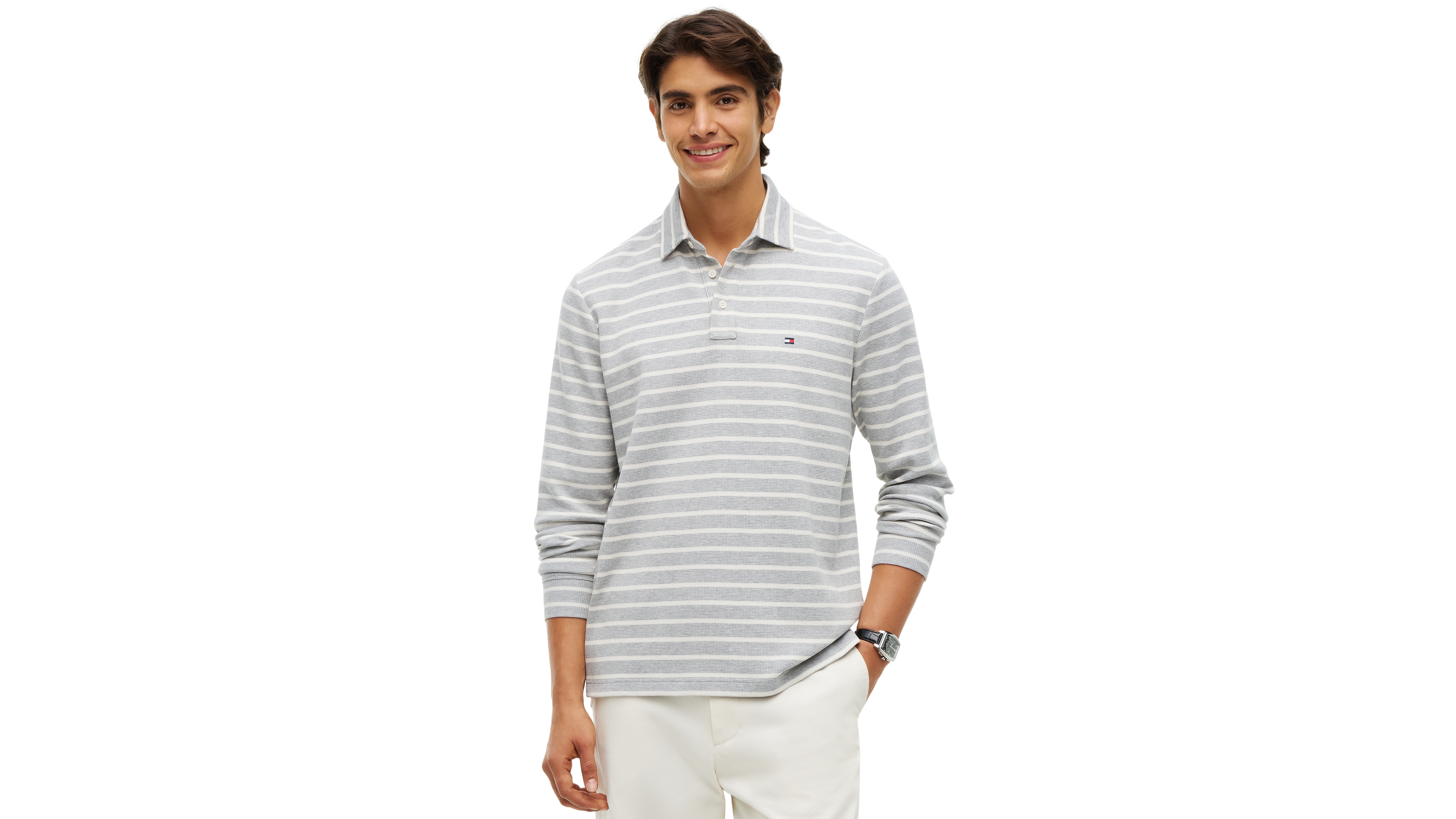 Tommy Hilfiger Men's Waffle Stripe Polo Shirt
