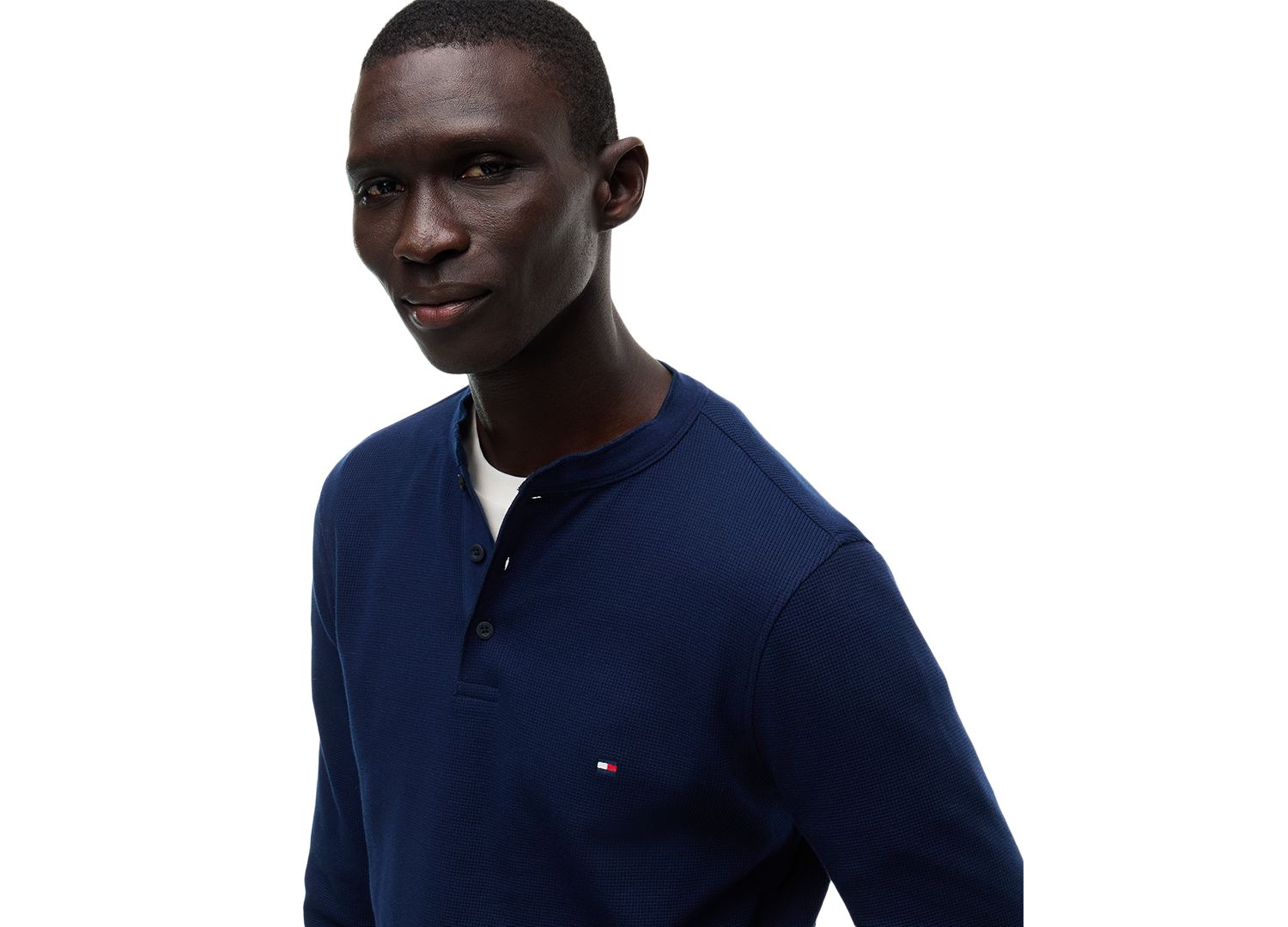 Men's Waffle Texture Henley Shirt