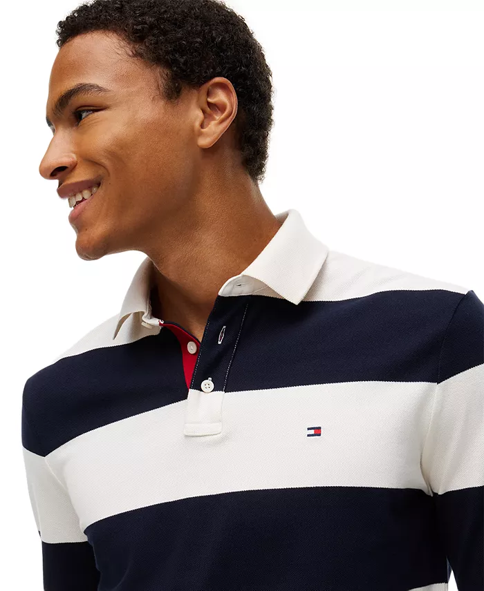 Men's Striped Classic Rugby Polo Shirt - thumbnail 3