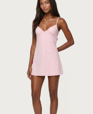 Women's Iman Embroidered Cotton Cutout Mini Dress