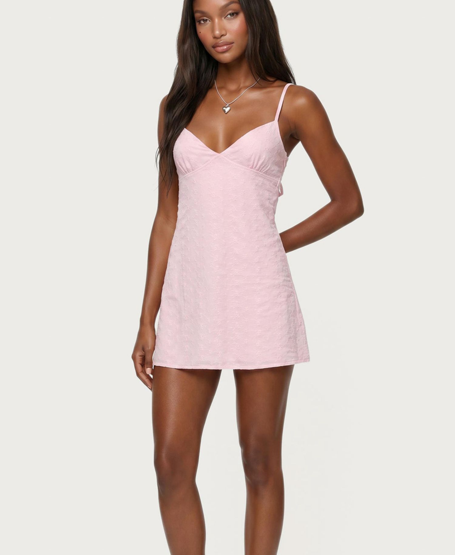 Women's Iman Embroidered Cotton Cutout Mini Dress