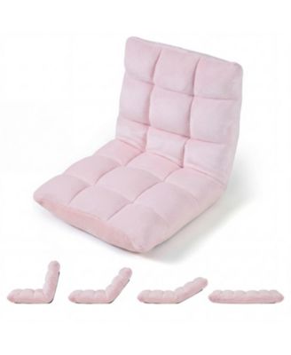 14-Position Adjustable Folding Floor Chair with Padded Flannel Cushion