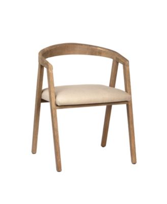 Jalen Oak Wood Dining Chair with Linen Upholstered Seat