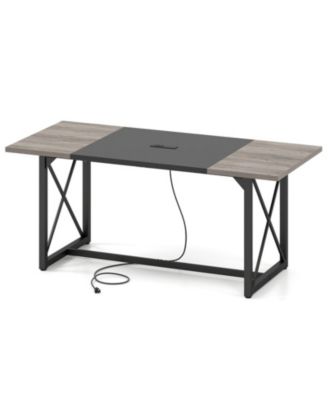 6 Feet Conference Table with 2 AC Outlets USB Type-C Seats 6-8 People for Office