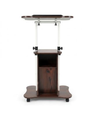 Adjustable Mobile Standing Desk Cart with 0-180degree(s) Tilt Desktop and Cabinet