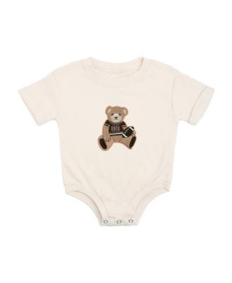 Baby Boys Teddy Bear Patch Short Sleeve Romper