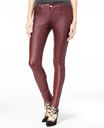 Celebrity Pink Juniors' Coated Ponte-Knit Skinny Jeans