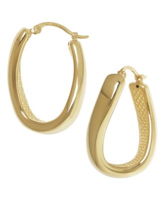 Sculptured Twisted Offset Hoop Earrings in 14k Yellow Gold