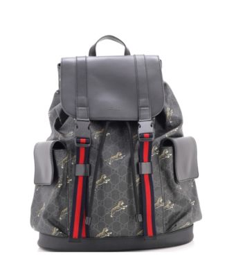 Large Double Pocket Buckle Backpack Printed GG Coated Canvas