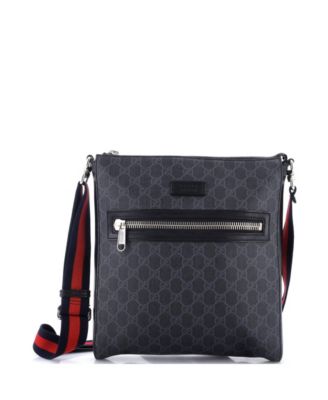 Medium Web Strap Front Zip Messenger Bag GG Coated Canvas