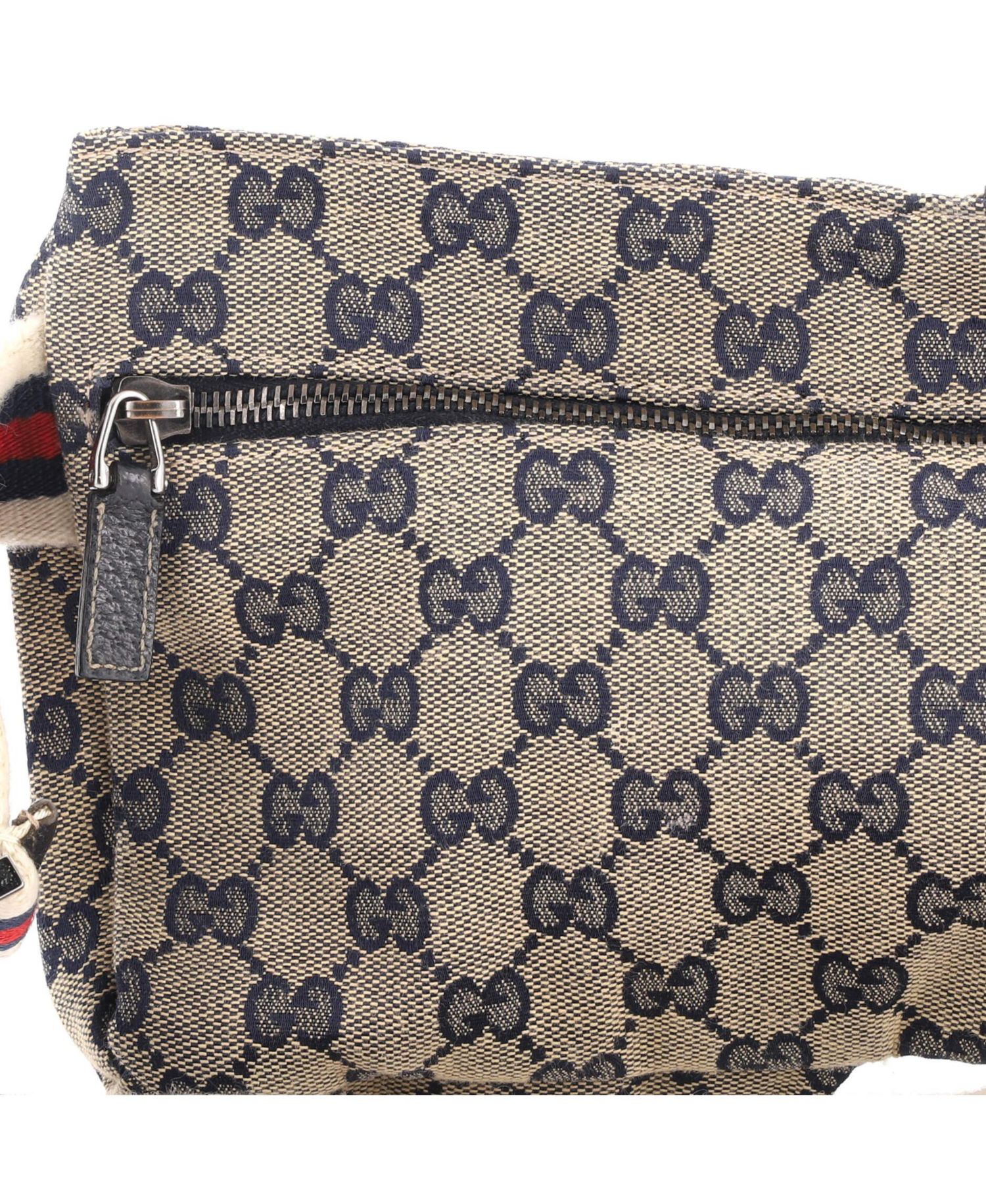 Small Vintage Double Belt Bag GG Canvas with Leather