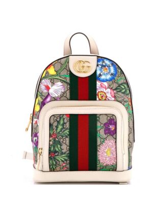 Small Ophidia Backpack Flora GG Coated Canvas and Leather
