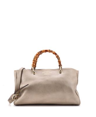 Medium Bamboo Shopper Tote Leather