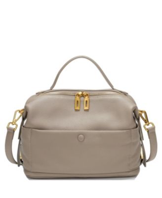 Pebbled Leather Top Handle Satchel Bag Convertible Medium Size Soft Crossbody Purse