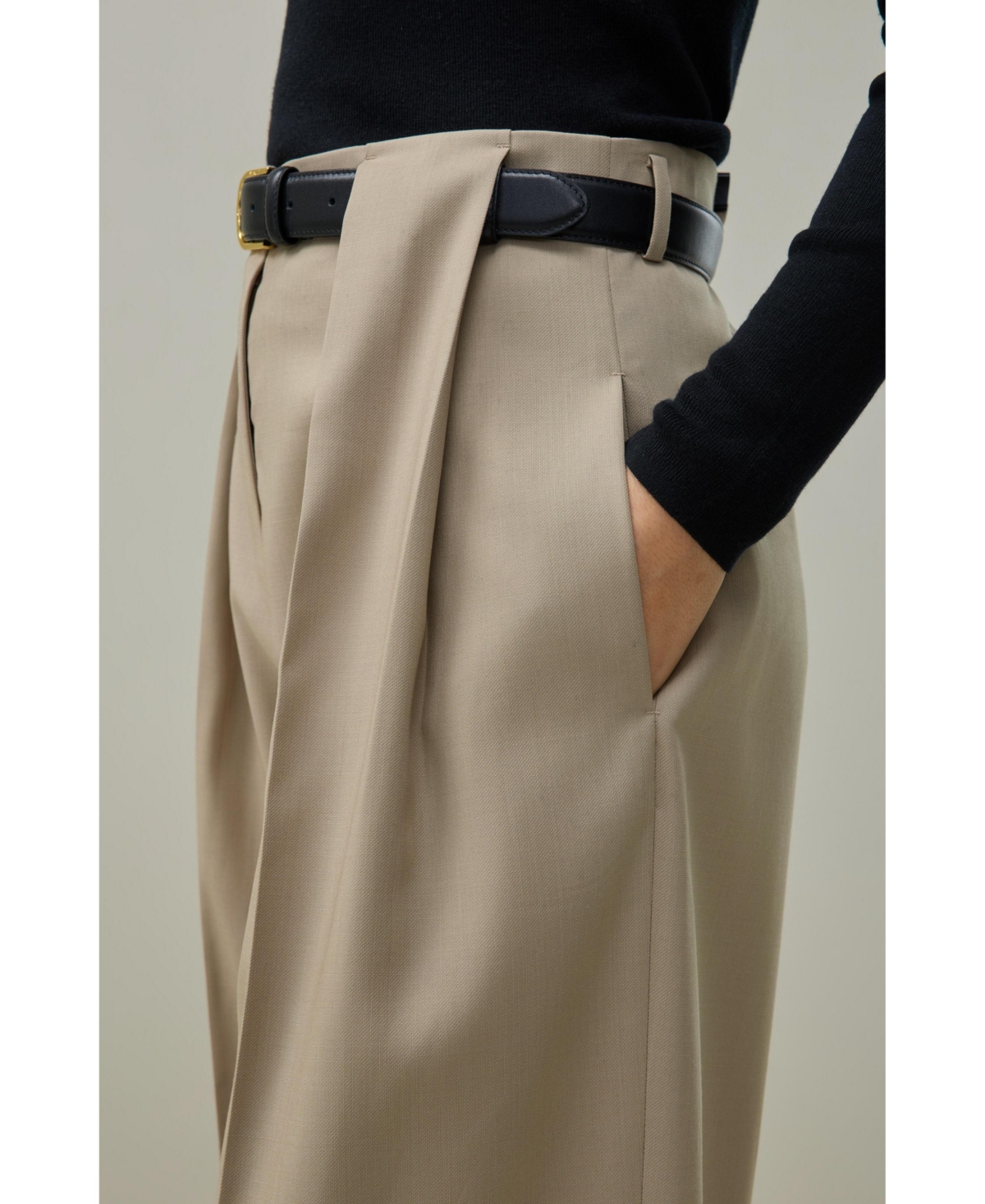 Lilysilk Women's Box Pleated Silk-Wool Trouser