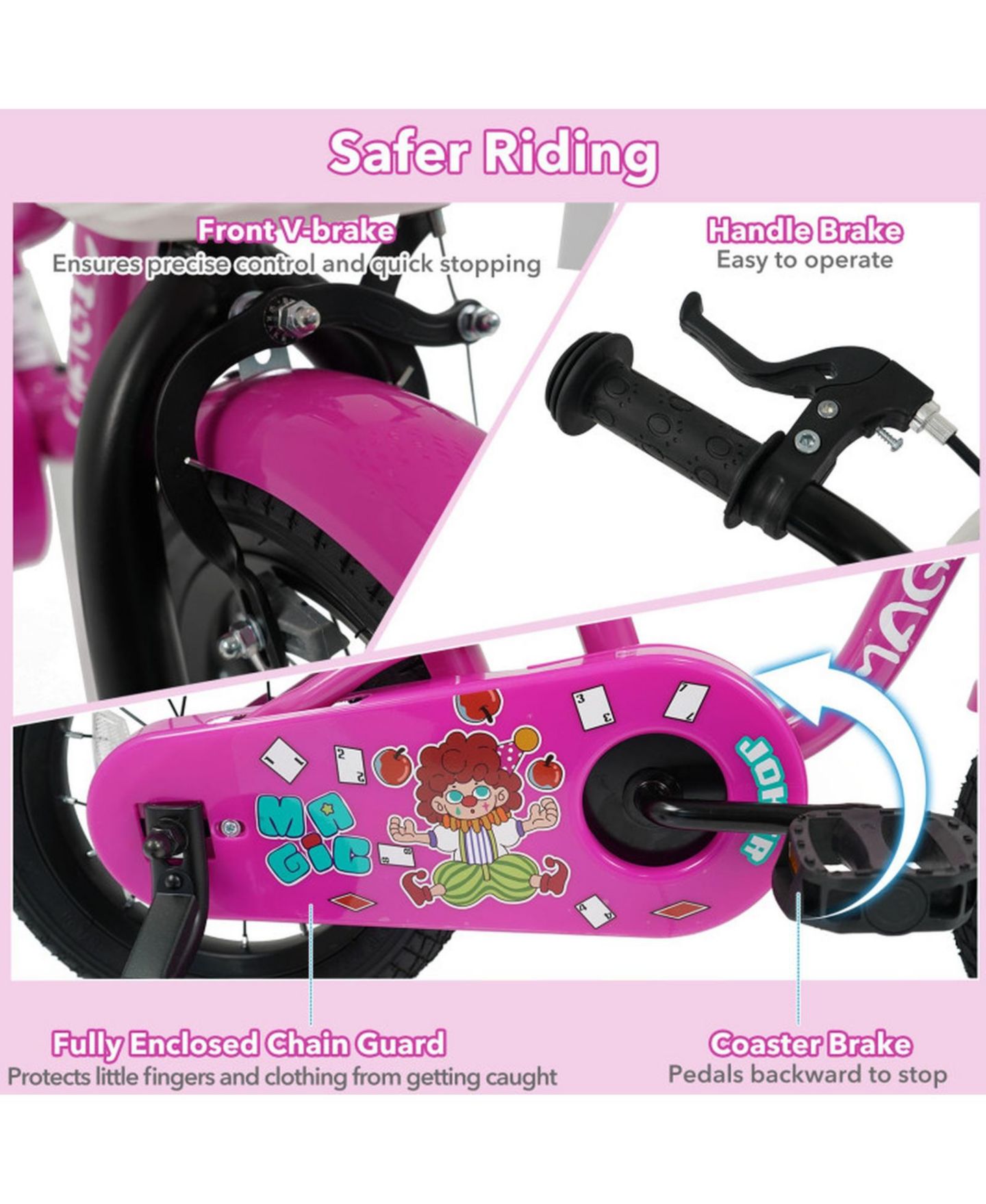 Детская игрушка SUGIFT 16 in Kids Bike with Training Wheels for Ages 4-7 Years Old, цвет: Розовый — фото 7