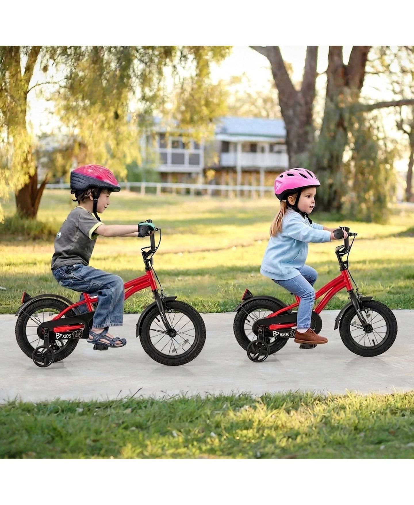 Детская игрушка SUGIFT 12" Adjustable Kids' Bike with Training Wheels, Ages 3-4, цвет: Красный — фото 10