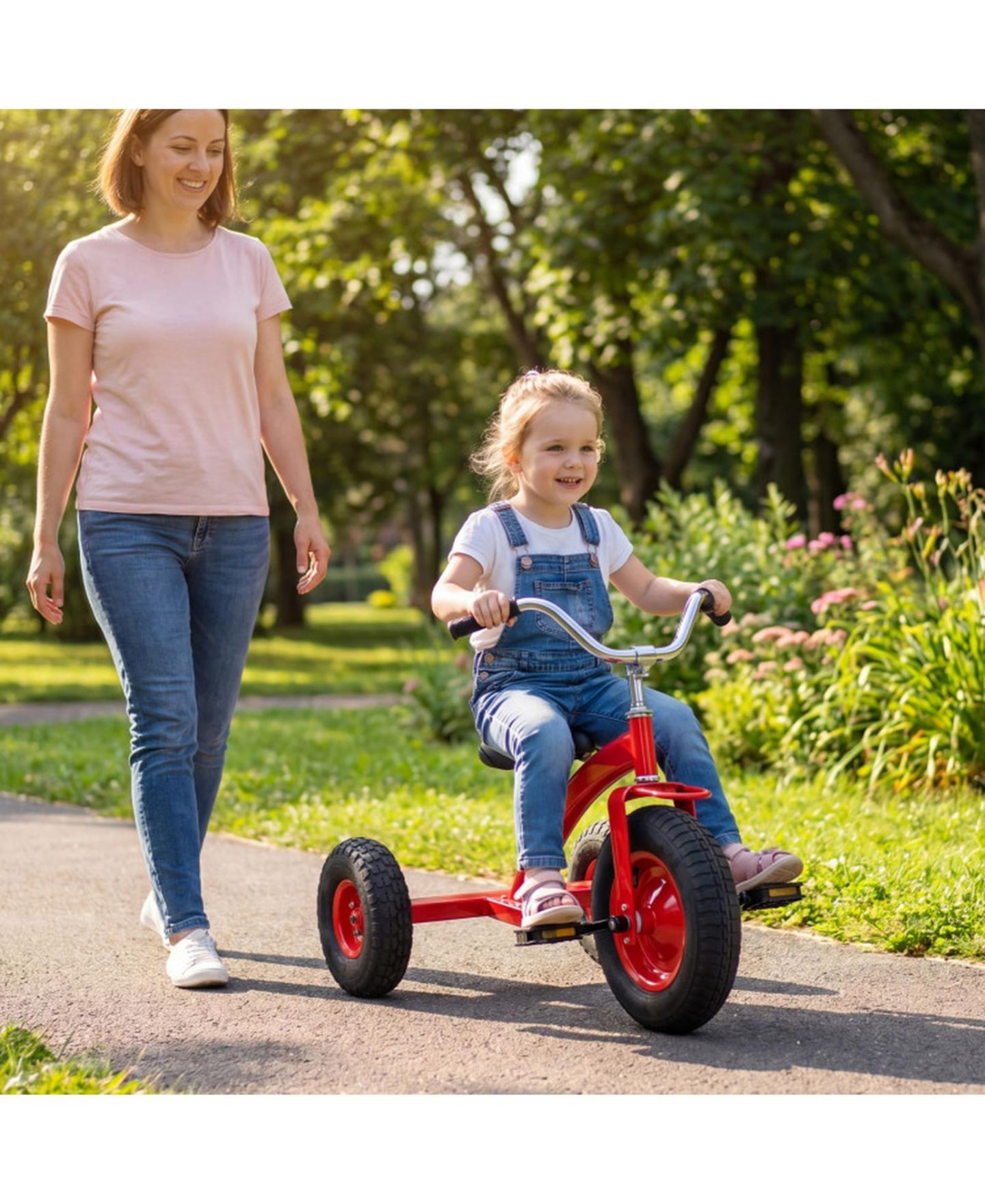 Детская игрушка SUGIFT Carbon Steel Kids' Bike with Adjustable Handlebar and Seat, 15" Inflatable Rubber Tires, 200 lb Capacity, Ages 3+, цвет: Красный — фото 9