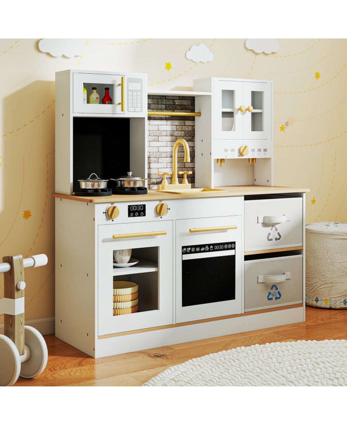 Sugift 2-Stove Sound & Light Kids Play Kitchen Seven, Ages 3+
