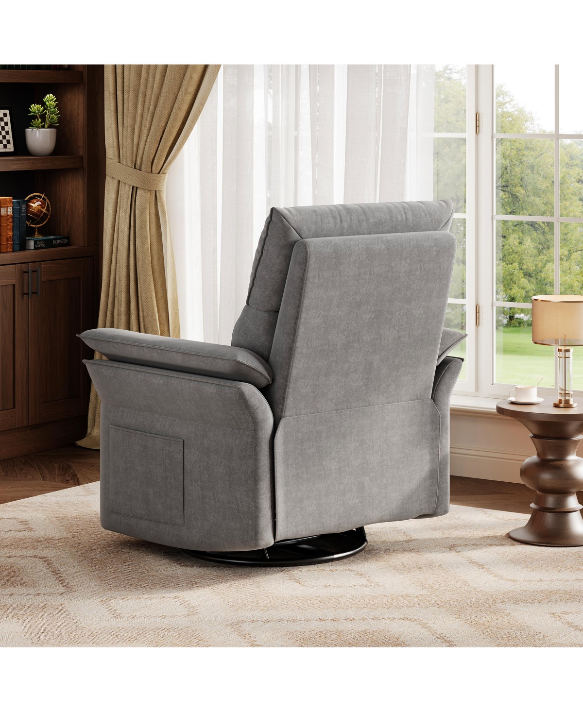 homfan Recliner Chair, 360degree(s) Swivel Rocker Glider Nursery Chair with Padded Armrest and Deep Seat