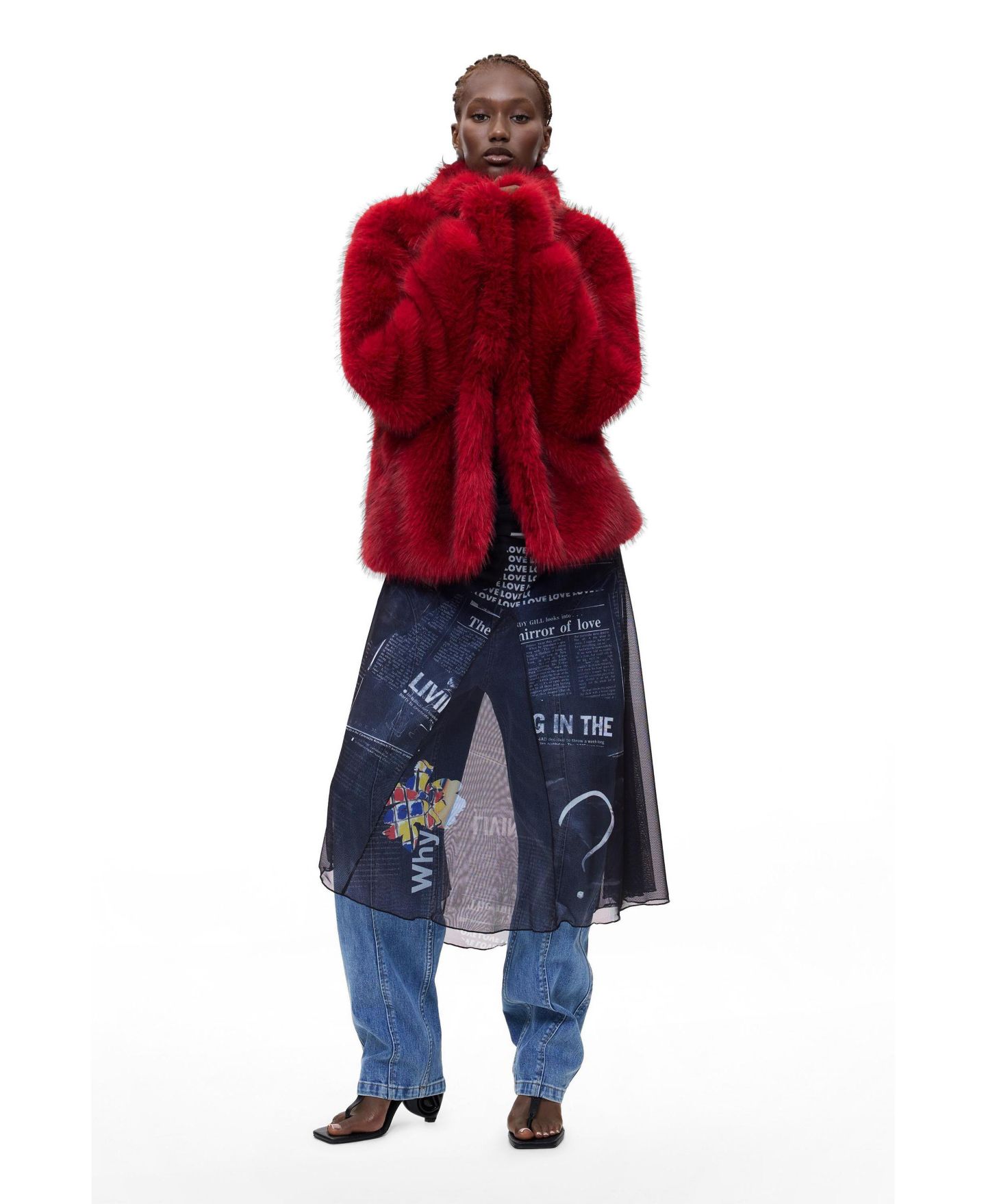 Женское пальто Desigual Short fur, цвет: Пастельный красный — фото 3