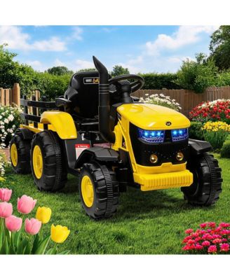 Electric Ride On Tractor with Detachable Garden Trailer, Rechargeable Remote Control, Ages 3-8