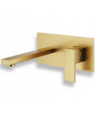 Wall Mount Faucet for Bathroom Sink or Bathtub Single Handle 2 Hole Brass Rough in Valve Included Brushed