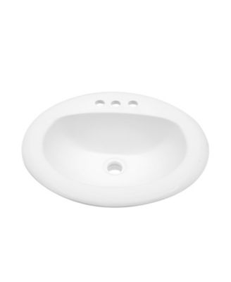 20.3 x 18 Inch Porcelain Drop In Bathroom Sink Ceramic Vitreous Above Counter Vanity Lavatory 3 Hole Vessel Basin