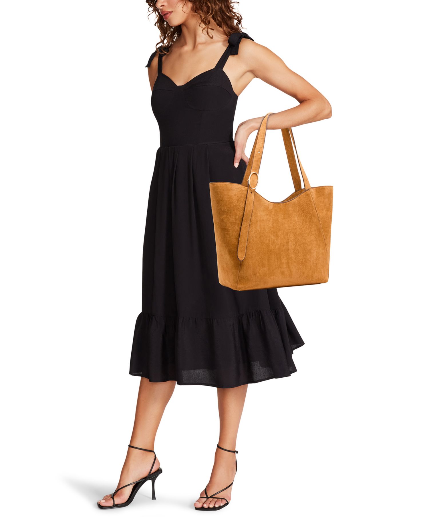 Faux Suede Croc Emboss Extra-Large Tote Handbag