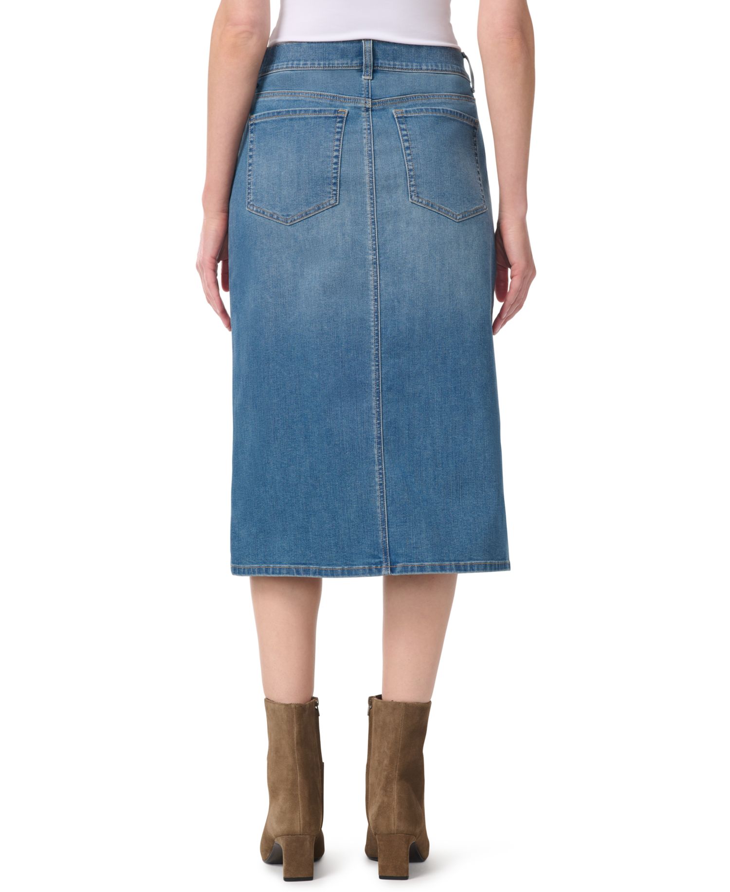 Women's High-Waisted Midi A-Line Denim Skirt
