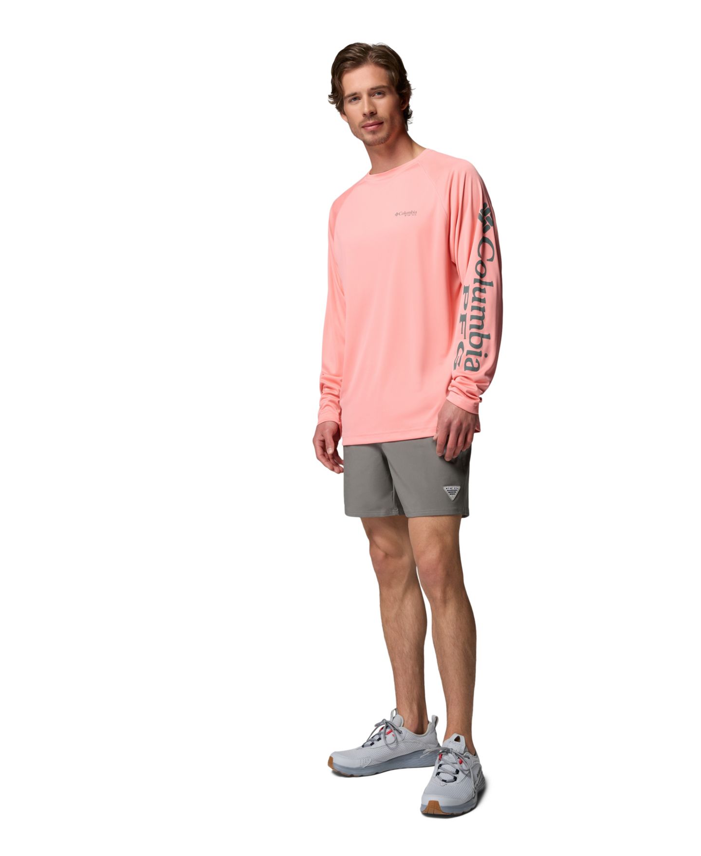 Мужская футболка Columbia Terminal Tackle Long-Sleeve T-Shirt, цвет: Сорбет / Металлический — фото 2