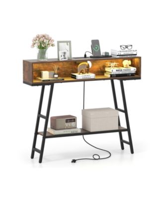 Modern 40-Inch Console Table with LED Lighting and USB Ports