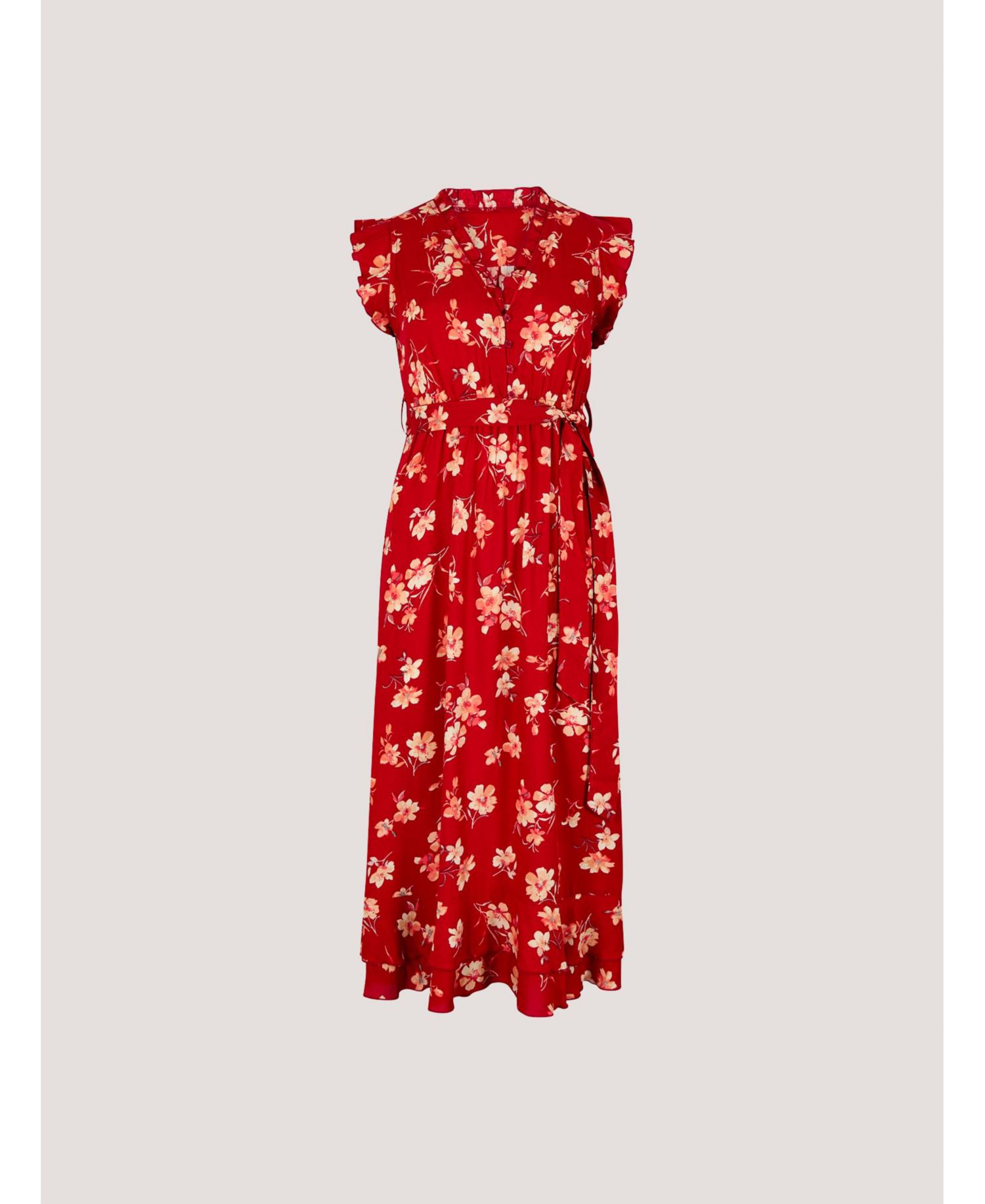 Women's Rock Cress Floral-Print Button-Front Ruffle-Cap-Sleeve Midi Dress