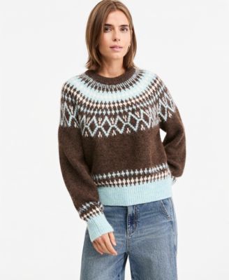 Petite Fair Isle Slouchy Crewneck Sweater