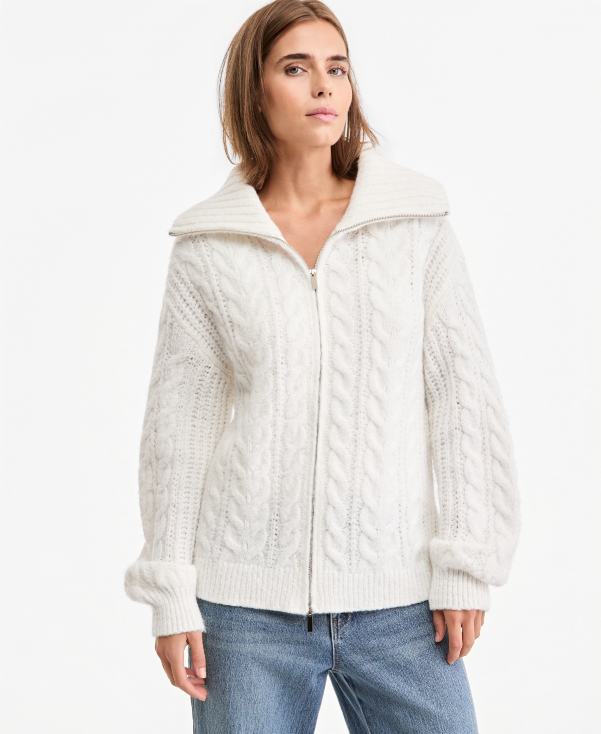 And Now This Women's Cable-Knit Full-Zip Cardigan, Macy's Exclusive