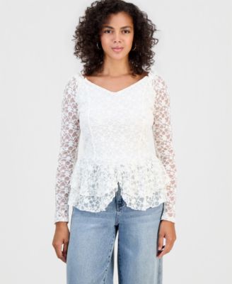Women's Lace Peplum Long-Sleeve Top