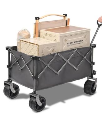 PORTABLE 400L Collapsible Wagon,450LB Big Wheels, Large Capacity Foldable Cart for Camping, Sports, Garden, Baseball
