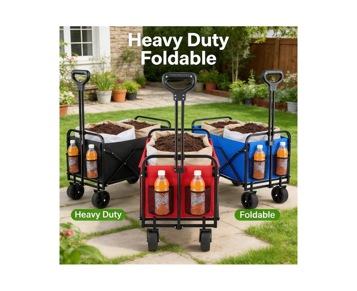 Mountaintop 680LBS Heavy Duty Folding Wagon Cart,All-Terrain Large Capacity,Camping Grocery Beach Sports Garden Home