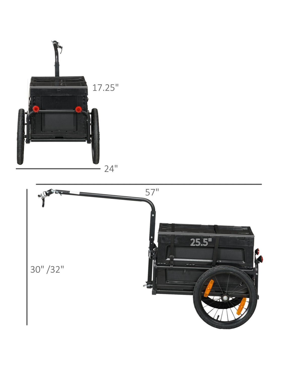 Mountaintop Trailer for Bike, Bicycle Cargo Trailer with Removable Storage Box and Folding Frame, Steel Bottom