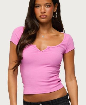 Women's Jeanna Cropped Short-Sleeve Scoop Neck T-Shirt