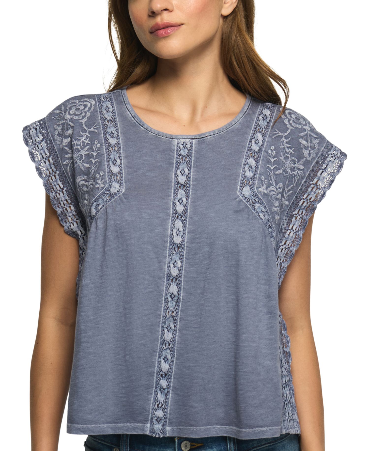 Women's Embroidered Short-Sleeve Boxy Cotton-Blend T-Shirt