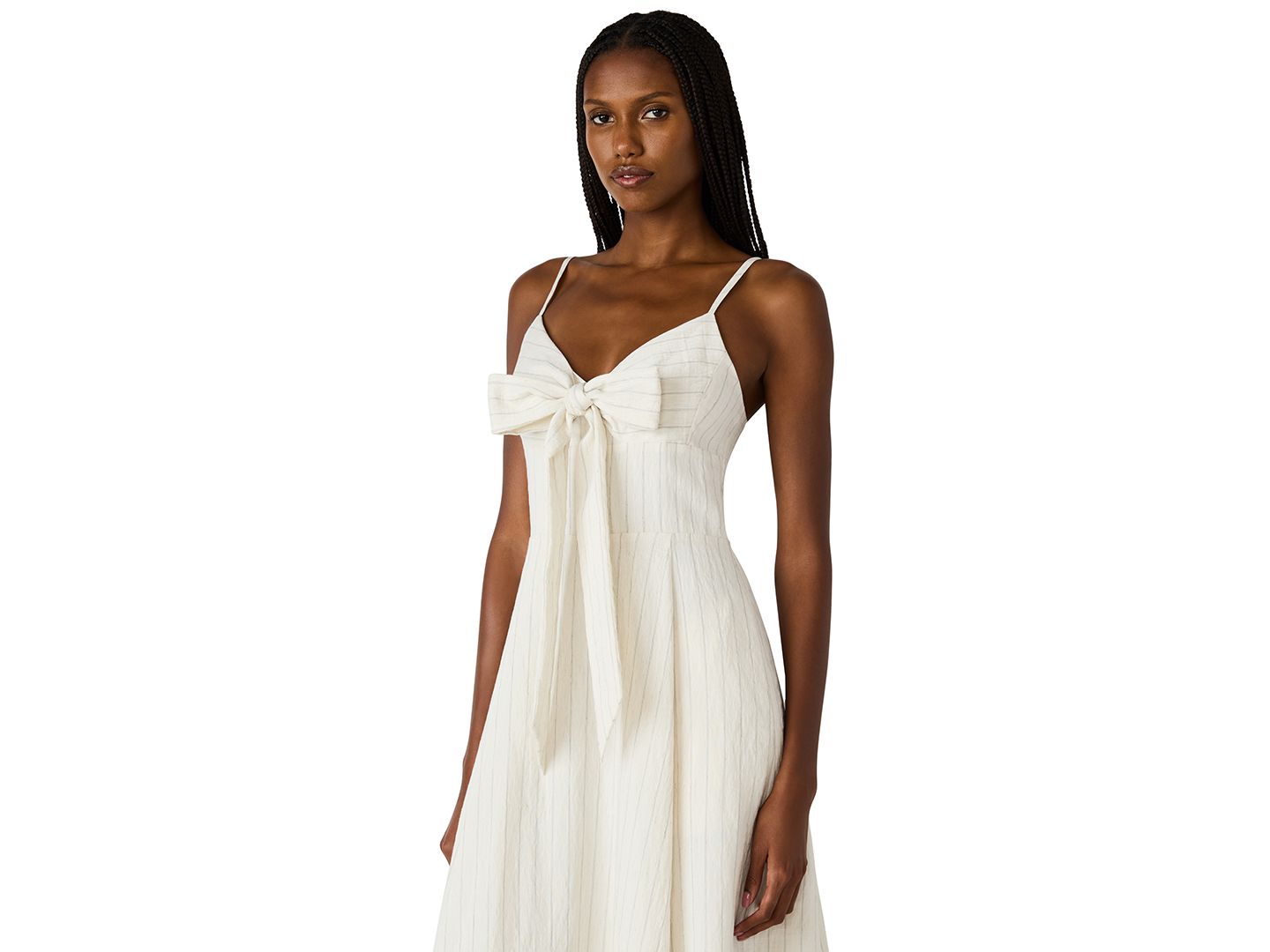 Женское платье Steve Madden Sweetheart Sleeveless A-Line Bow-Front Midi, цвет: Меланжевый светлый — фото 3